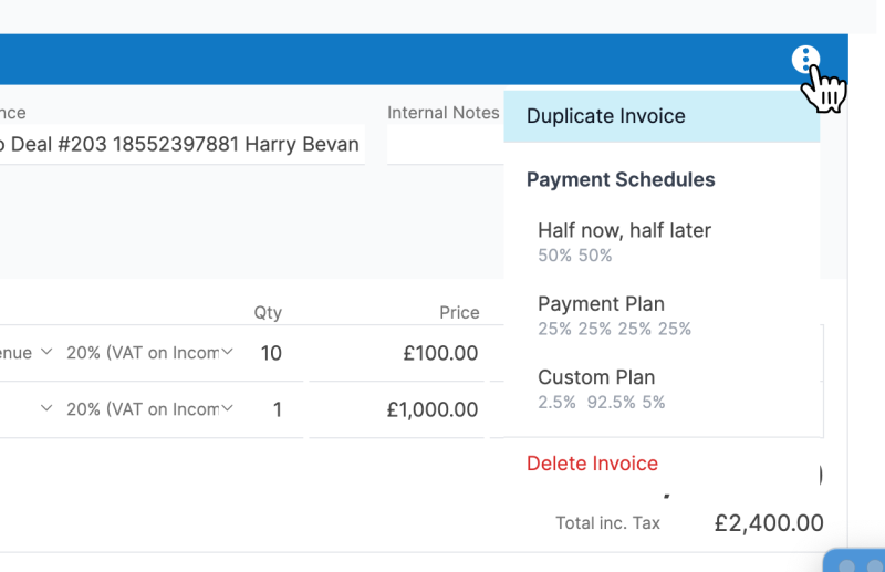 Duplicate invoice