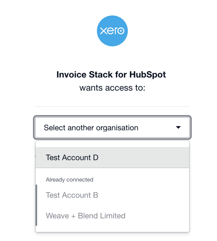 Xero permissions screen multiple connections