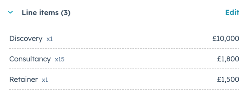 HubSpot line items